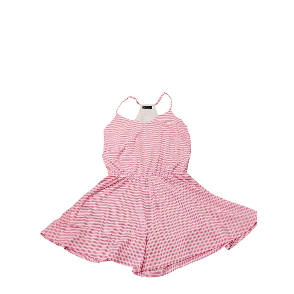 GAP Pink White Striped Sleeveless Romper Women's Summer Casual Beach - Picture 3 of 5